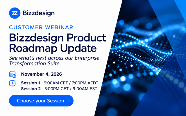 Invitation to register for the Bizzdesign Product Roadmap webinar